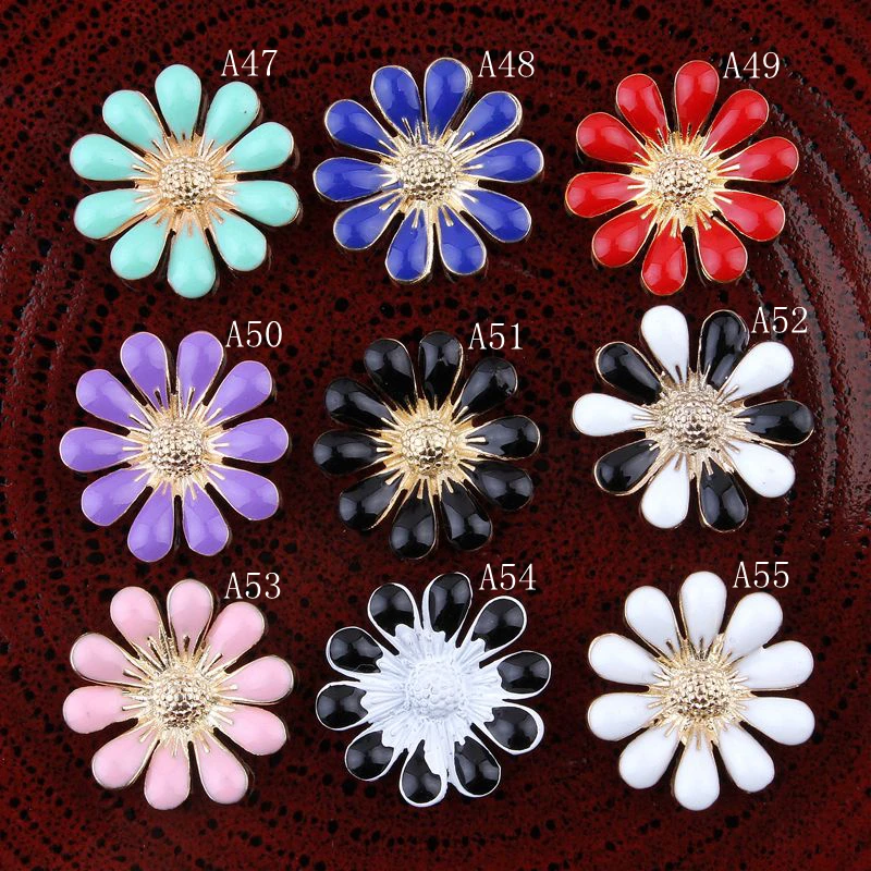 120pcs/lot 18MM Metal Decorative Rhinestone Buttons for Wedding Embellishment Flatback Rose Flower Buttons for Hair Accessories