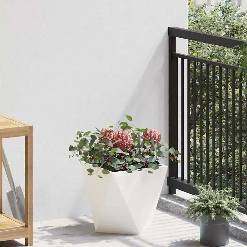 Jardinière blanche 30 x 30 x 30 cm en acier résistant à la rouille, conteneur surélevé pour jardin, patio, balcon, pour la culture de fleurs, légumes, fruits, usage de jardinage.