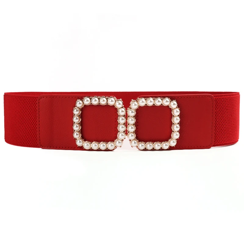 لؤلؤة مربعة مشبك Cummerbunds لفستان الفتيات حفل زفاف تزيين اكسسوارات موضة أحزمة الخصر المرنة للنساء
