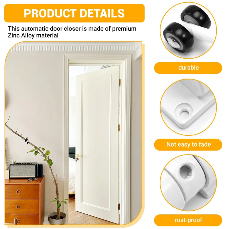 Automatic Door Closer Metal Adjustable Heavy Duty Safety Spring Silenciar Convert Hinged Door Interior Exterior