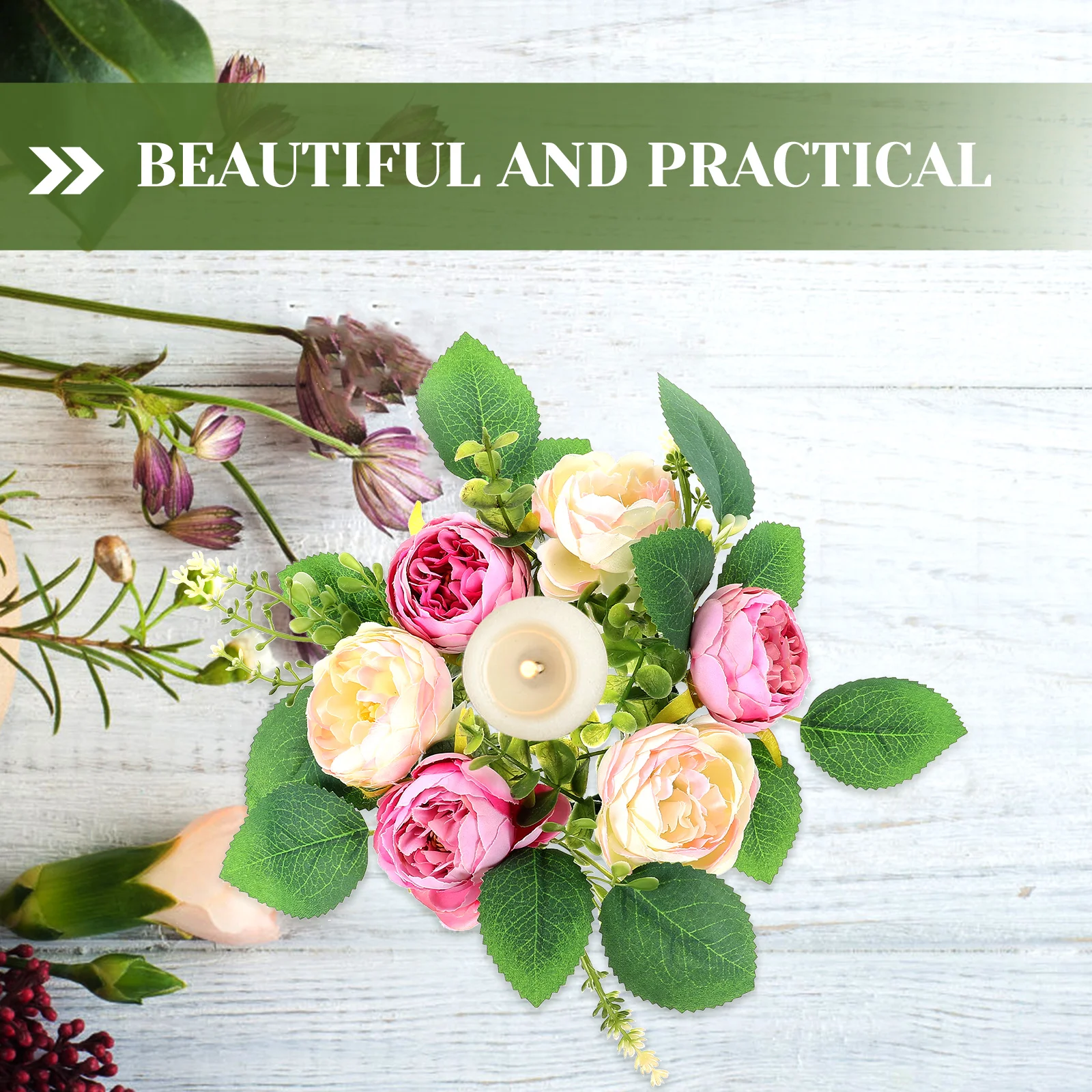 

Artificial Peony Flower Wreath Deep Taupe Simulated Ring Home Decor Wedding Party Ornament Small Wreath Spring Table