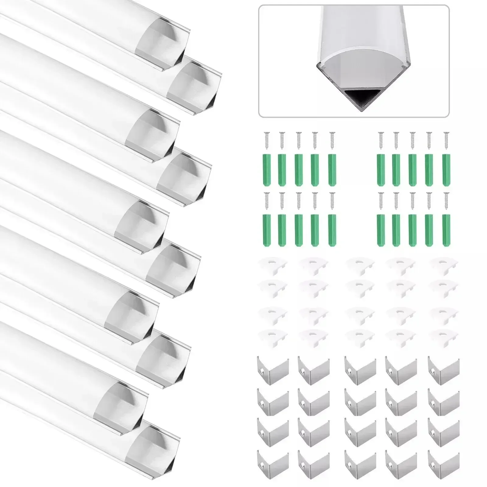 10 Pcs Aluminium Channel Profile 1M V-Shape For LED Diffuse Strip Lights Cover