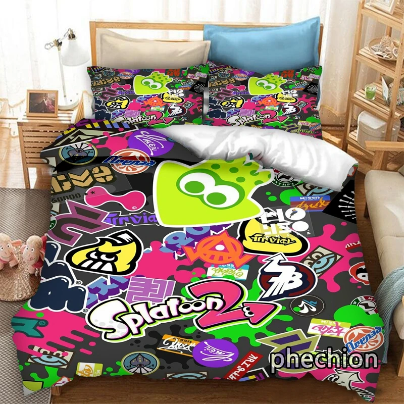 

phechion Cartoon Splatoon 3D Print Bedding Set Duvet Covers Pillowcases One Piece Comforter Bedding Sets Bedclothes Bed K388