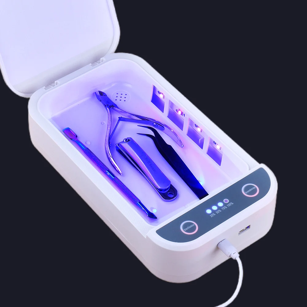 Esterilizador de herramientas para uñas con luz UV eléctrica, esterilizador USB portátil, herramientas para uñas, caja de limpieza, máquina de herramientas de belleza para salón de uñas