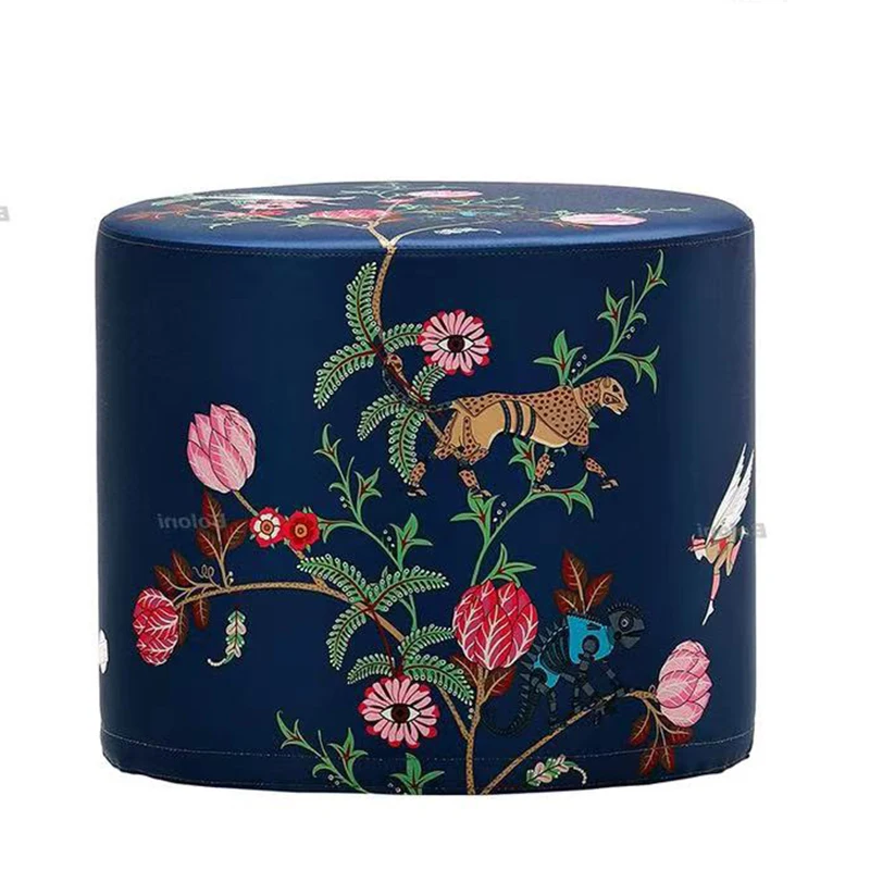 

Modern Living Room Furniture Fabric Ottoman Round Pouf Stool