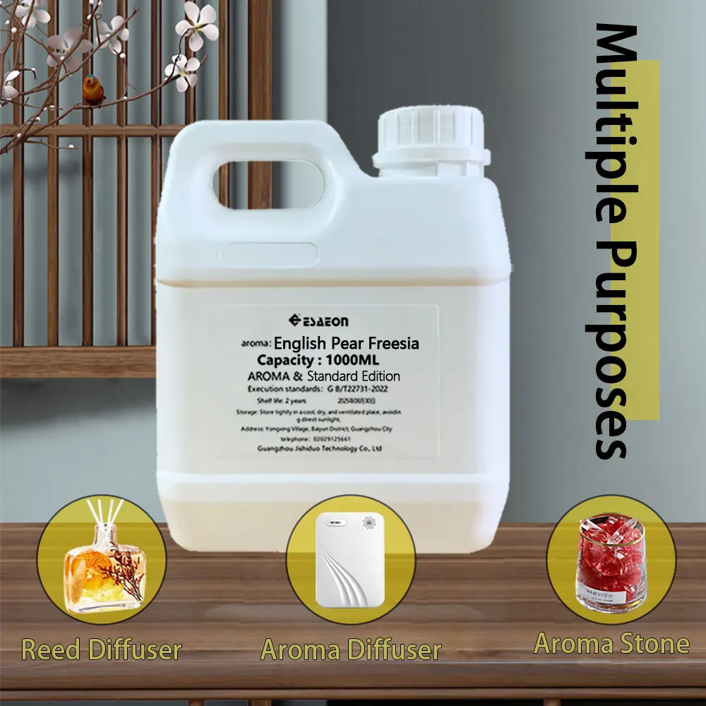 ESAEON 1000 مل (33.8 أونصة سائلة) الزيوت العطرية الإنجليزية Pear Freesia - لجميع آلات الروائح بدون ماء وآلات الروائح الفندقية