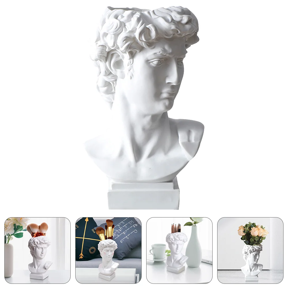 Lead Pencils Pots for Plants David Funny Holder Desktop Statue Nordic Creative Container Resin White Succulent