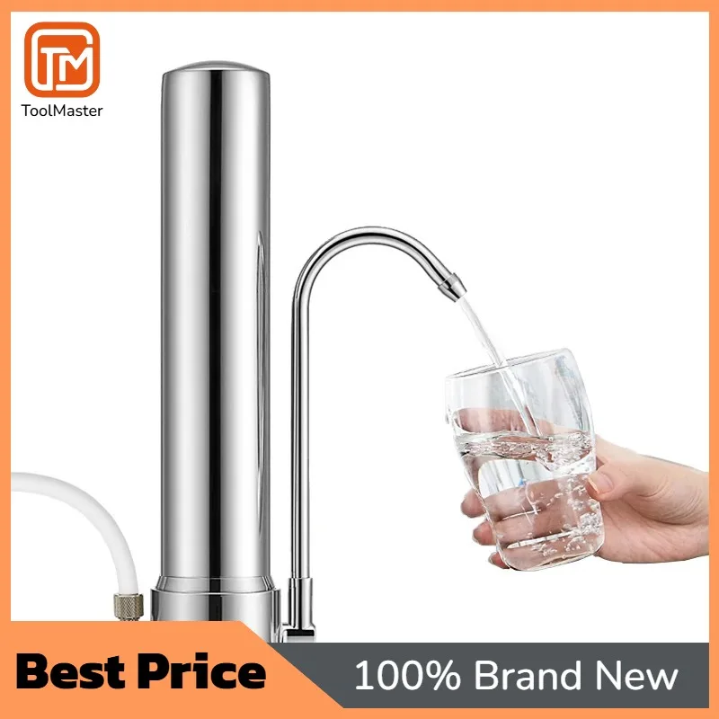 【Best Selling】Faucet Water Filter Stainless-Steel Vertical Water Filters For Sink, Reduce Chlorine,Heavy Metals And Bad Taste Ta