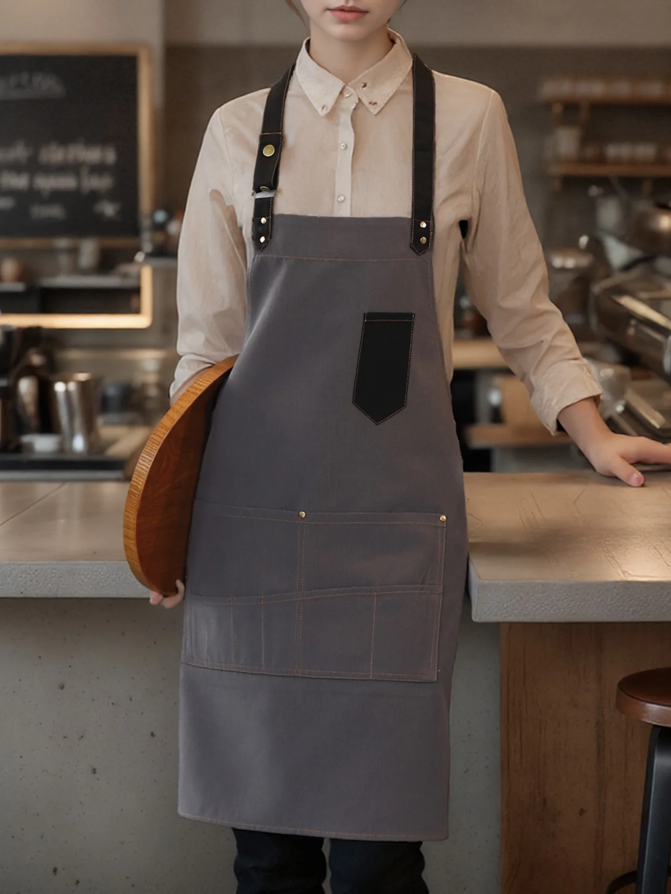Unisex Durable Kitchen Cooking Apron 1 Piece Workwear for Restaurant Waiter Coffee Shop & Convenience Store Men's And Ladies