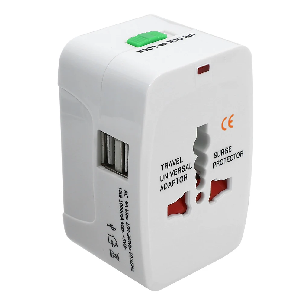 Alles In Één Ac Power Oplader Adapter Universele Wereld Reizen 2 Usb Poort Au Us Uk Eu Converter Internationale Stekkeradapter