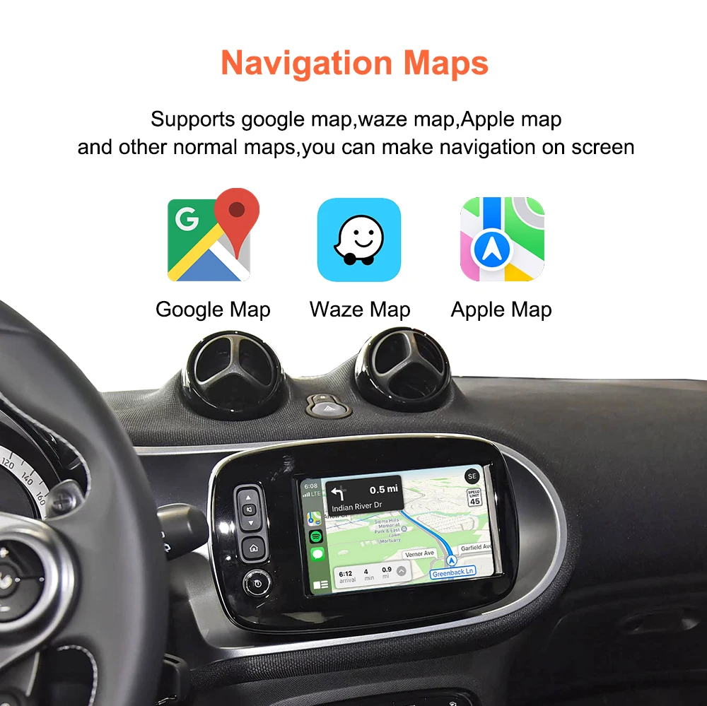 Bonroad Wireless Carplay Android Auto Nachrüstsätze für Mercedes Benz Smart 453 Fortwo Forfour 2016-2019 Interface Mirror Link – Detail 9