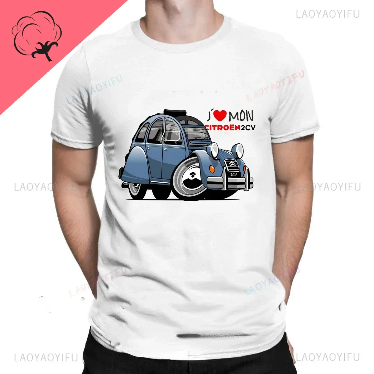 Citro 2Cv Caricature Blue Футболка из 100% хлопка большого размера 2 Cv Deux Chevaux Deuxchevaux Type Az Классический французский автомобиль Франция Citro 2Cv Caricature Blue Футболка из 100% хлопка большого размера 2 Cv Deux Chevaux Deuxchevaux Type Az Классический французский автомобиль Франция