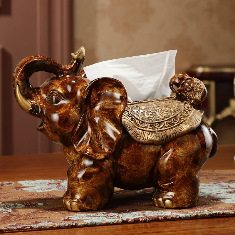 

European Style Resin Elephant Tissue Box Multi-functional Creative Storage Box Luxury Drawer Paper Box Home Decorations