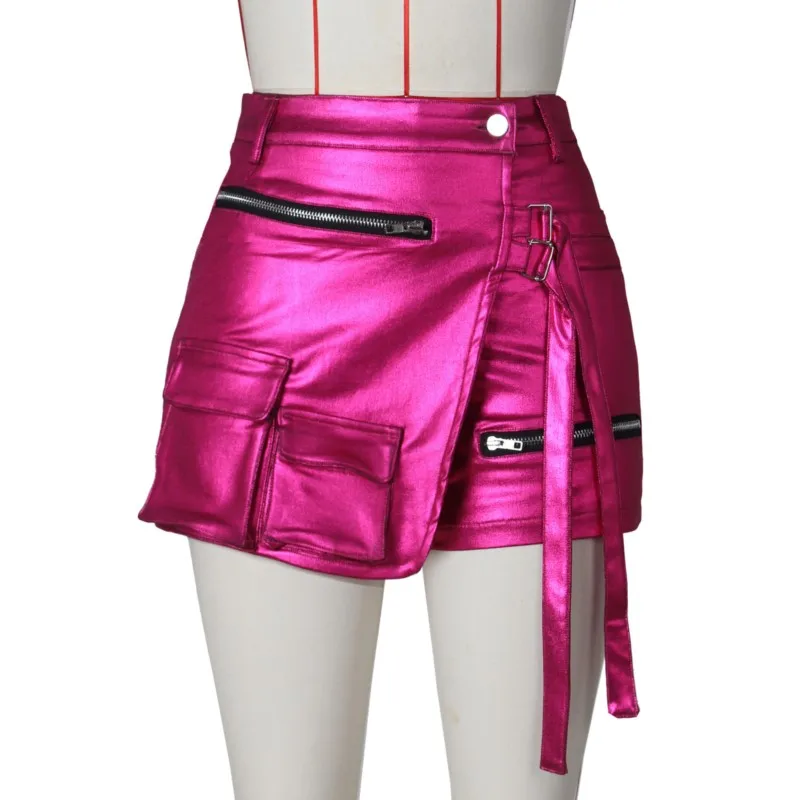 Pantaloncini cargo a trapezio cargo ad alta elasticità da donna estivi 2025 Pantaloncini cargo multitasche asimmetrici alla moda