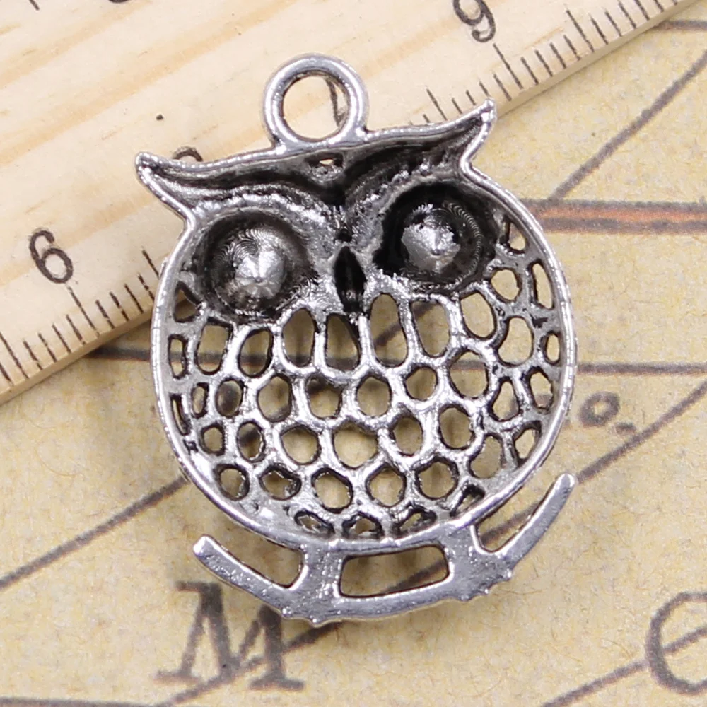 8pcs Charms Owl Standing Branch 33x25mm Tibetan Pendants Crafts Making Findings Handmade Antique Jewelry DIY Necklace