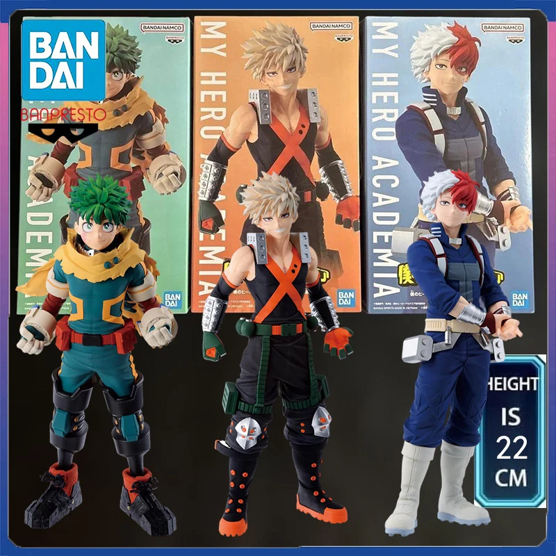Фигурки BANPRESTO My Hero Academia: Мидория Изуку, Бакуго Кацуки, Тодороки Шото, ПВХ, 22 см, аниме-модели, игрушки