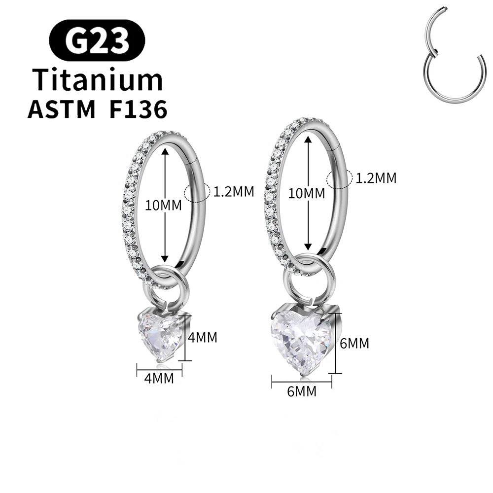 ASTM F136 Titan Birnenherz Kite CZ Drape Rook Ohrring 16G Clicker Hoop Knorpel Tragus Conch Lobe Helix Piercing Schmuck – Detail 5
