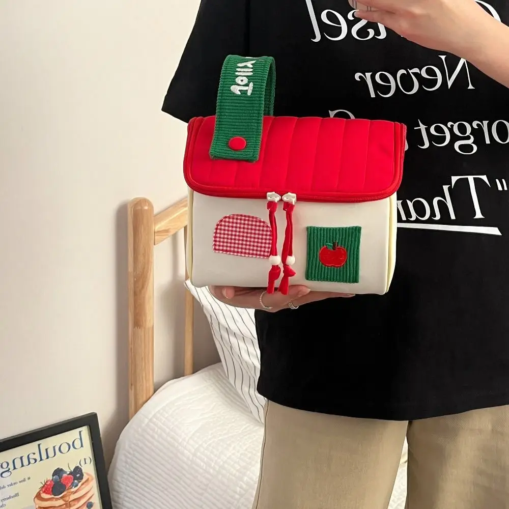 

Waterproof Handheld Makeup Bag Multifunctional Nylon House Shape Cosmetic Bag Large Capacity Clutch Bag Skincare Storage Bag