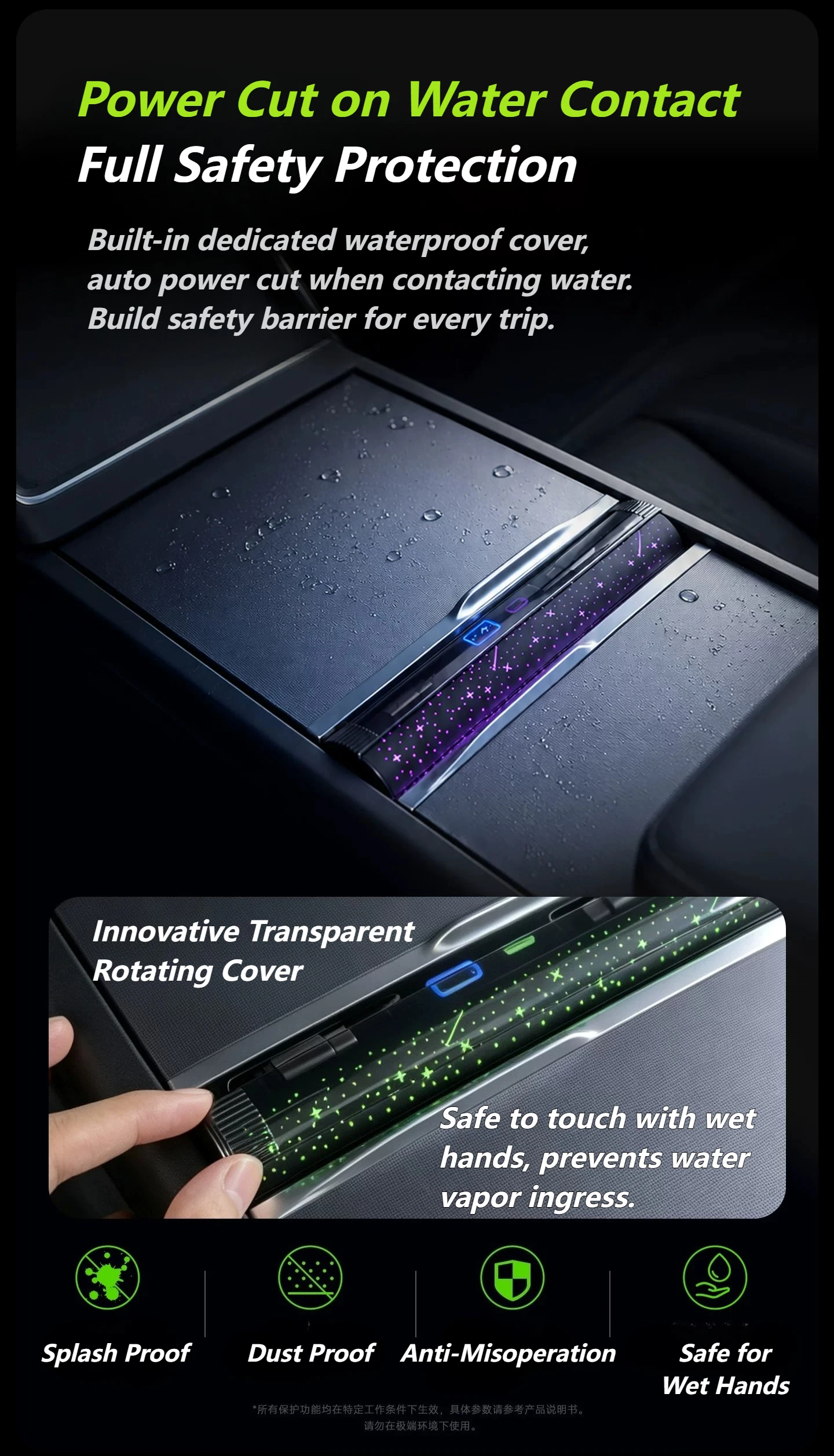 120W Magnetic Starlight RGB Ambient Light Center Console Dock  For Tesla Model 3 Highland  Y YL Juniper, 80cm Retractable Cable view 6