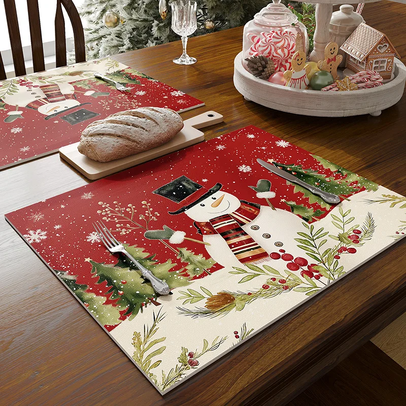 

Рождественский кожаный обеденный коврик, настольные изоляционные противоожоговые подушечки, водонепроницаемый и маслостойкий коврик для стола без стирки, коврик для посуды