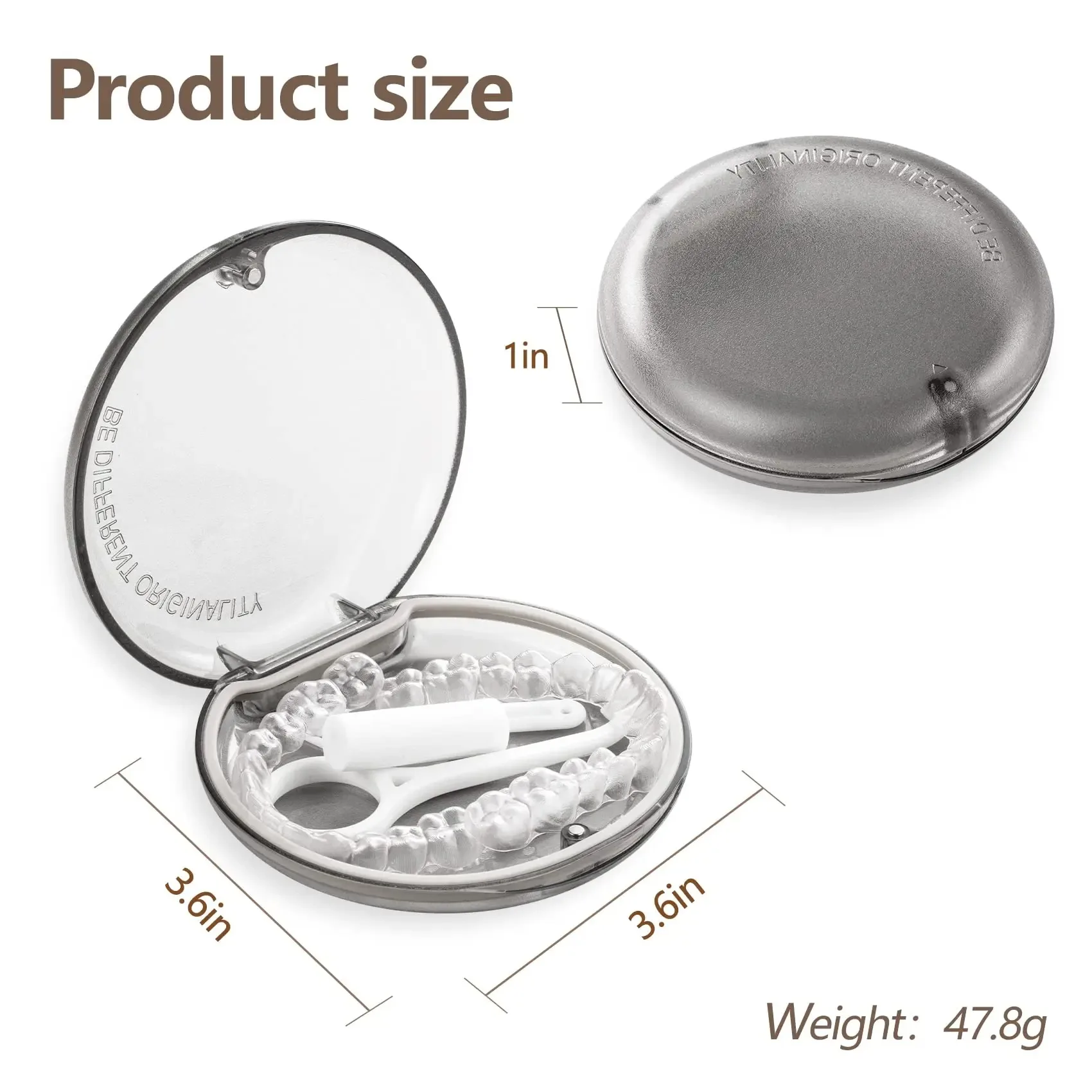 Retainer Case Odorless with Removable Seal Ring Large Teeth Night Guard Case Slim Aligner Case Holder for Teenage Adult