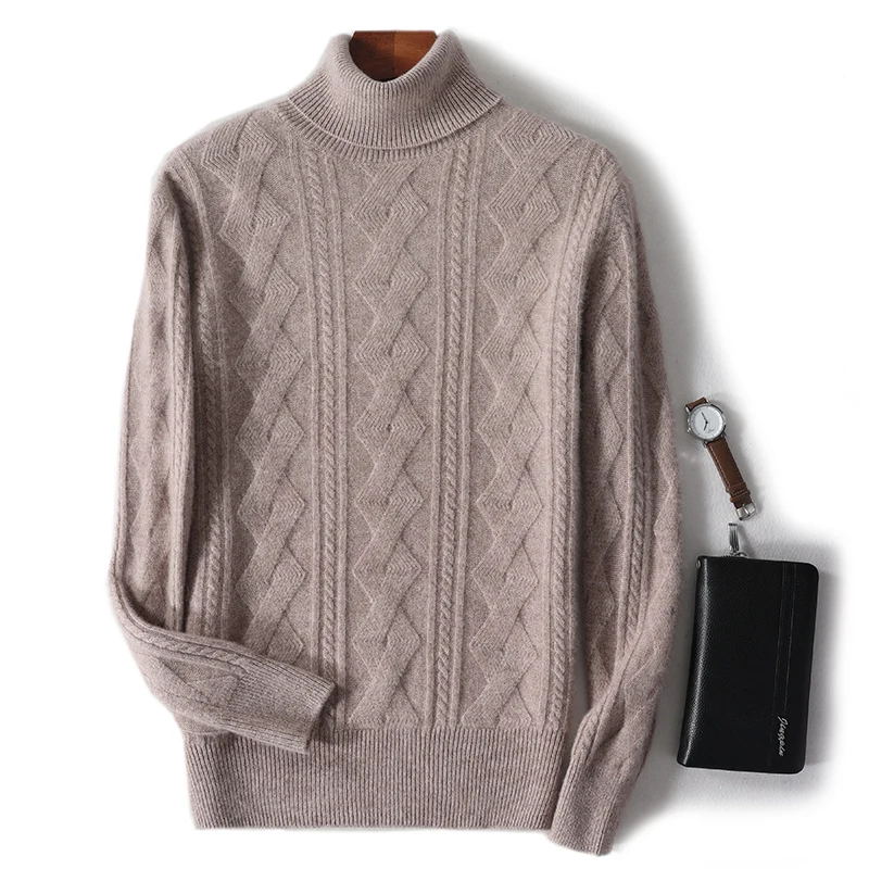 

Autumn And Winter New Wool Men's High-Necked Solid Color Pullover Thick Sweater Lapel Cashmere Knitted Bottoming Shirt