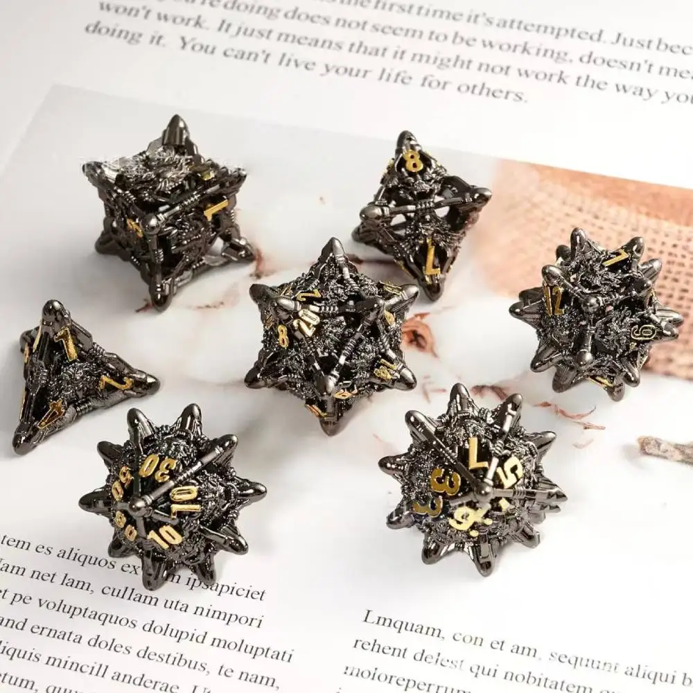 

Hollow Dice set Metal Cube Monster Dices DND Dice for Dungeon and Dragons D&D RPG Polyhedral Metal Dices D100 D6 D8 D10 D20