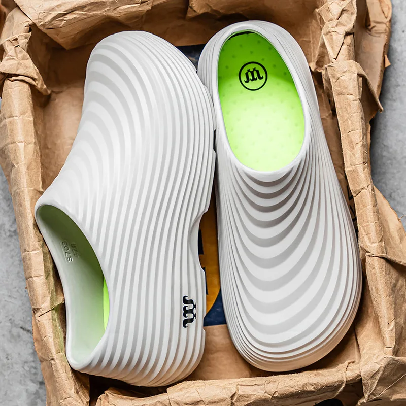 Chef's shoes for men, summer non-slip, odor-resistant, closed-toe slippers, thick-soled, waterproof kitchen work shoes