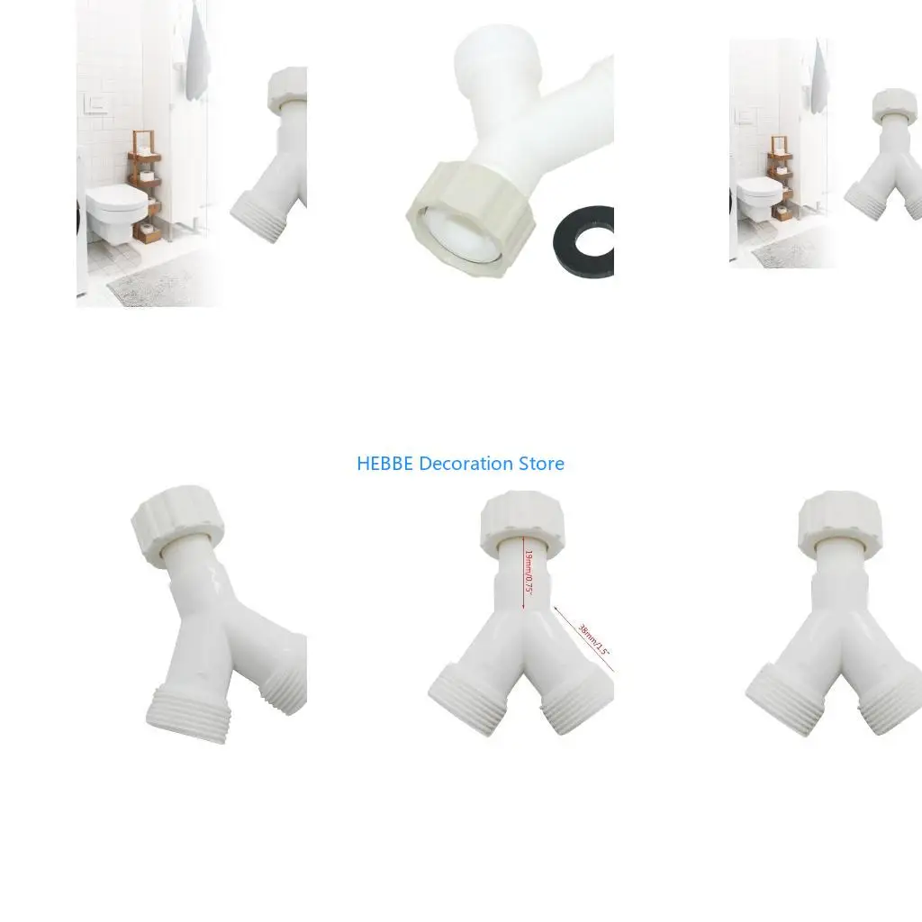 B0KC Universal Y Piece Connector 3/4 inch Valves for Washing Machine & Dishwasher