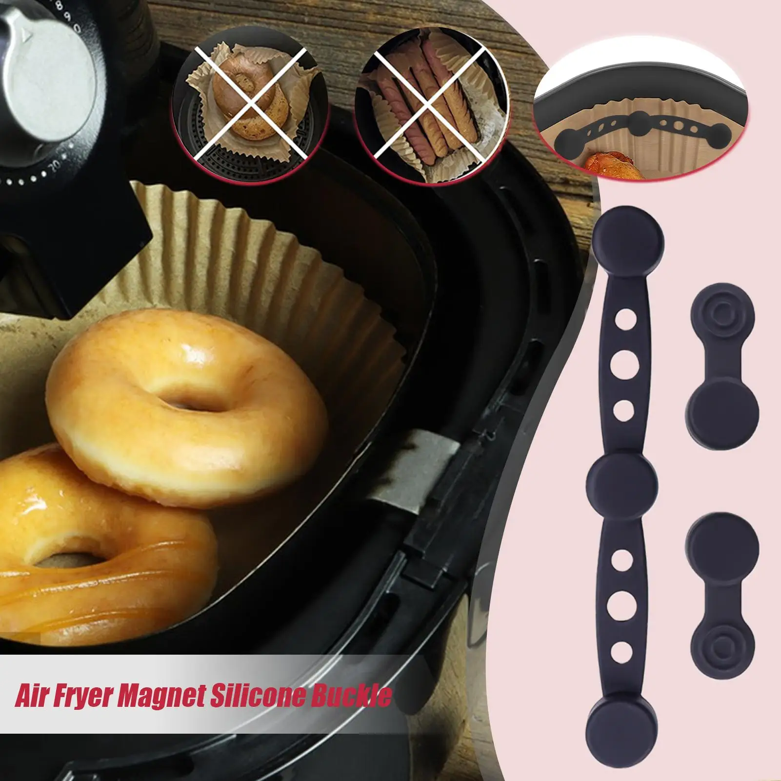 Air Fryer Magnets for Parchment Paper Silicone Magnetic Buckle Air Fryer Accessories Liner Holder Replacement Parts Liner Holder