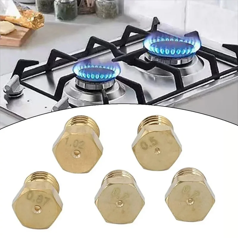 ABLK LPG. Gas Jet Set Conversion Kit 5Pcs Burner Gas Hob Propane Injector Stove Parts Nozzle Cookware Parts Nozzles