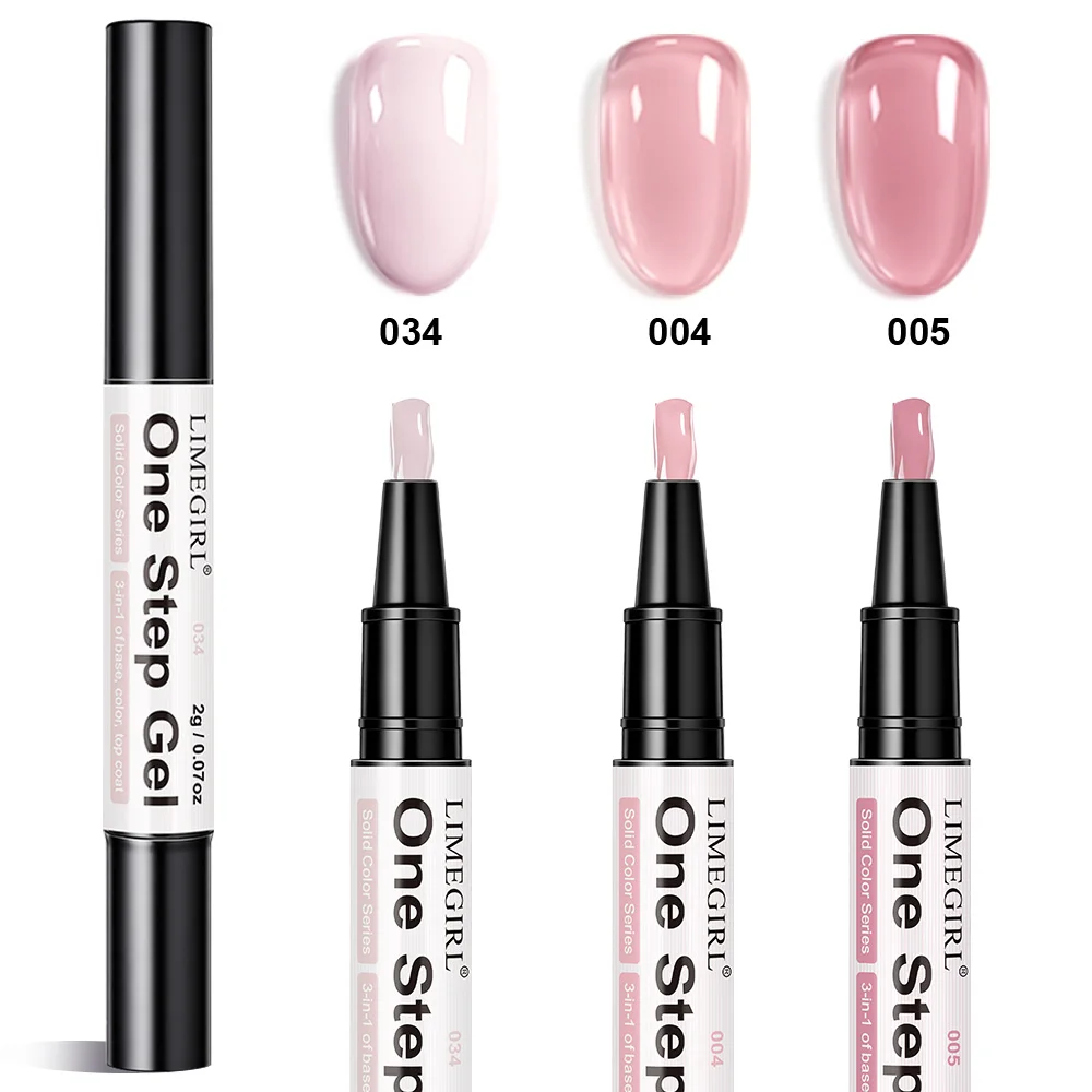 LIMEGIRL 3 Colors Gel Nail Polish Pen Set Pink Series 3in1 Gel Nail Varnish Quick-Dry Long-Lasting Graffiti Painting Nail Polish