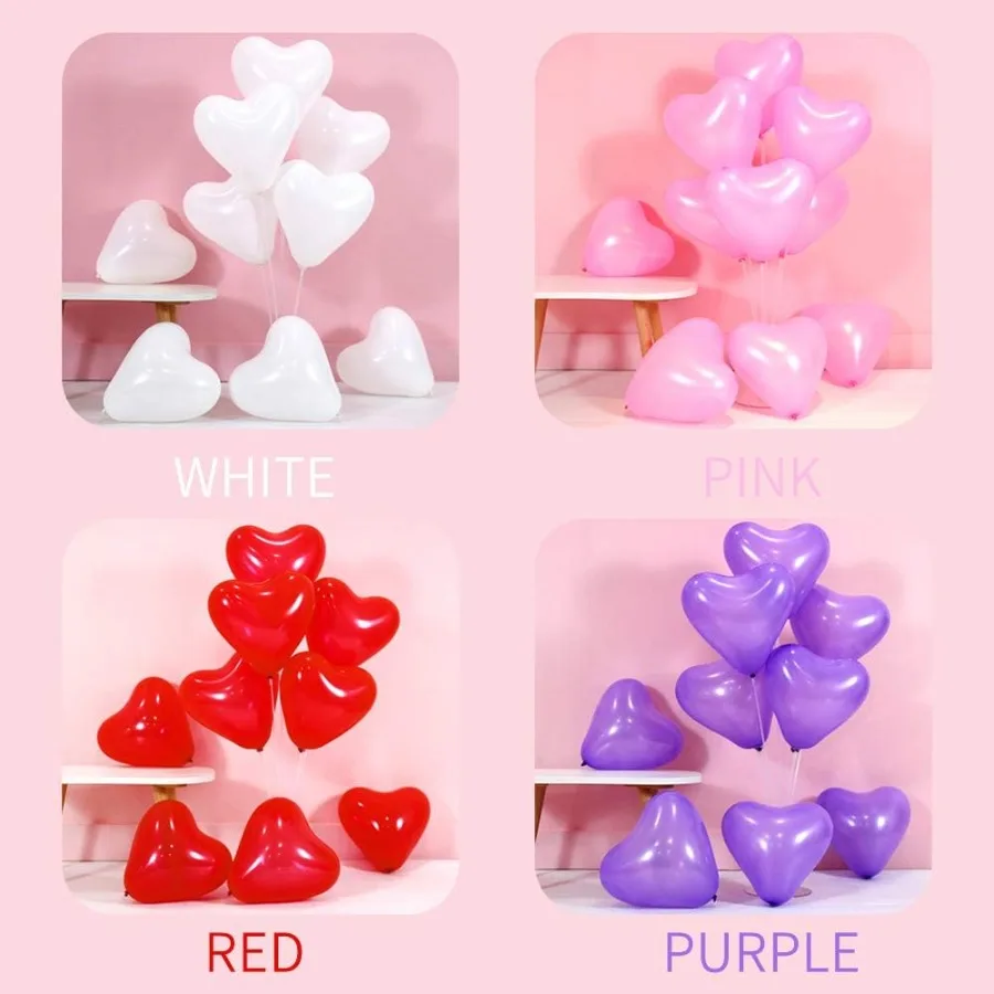 50 10inch Red Color Heart shaped Latex Balloons for Valentines DayPropose Marriage Wedding Party