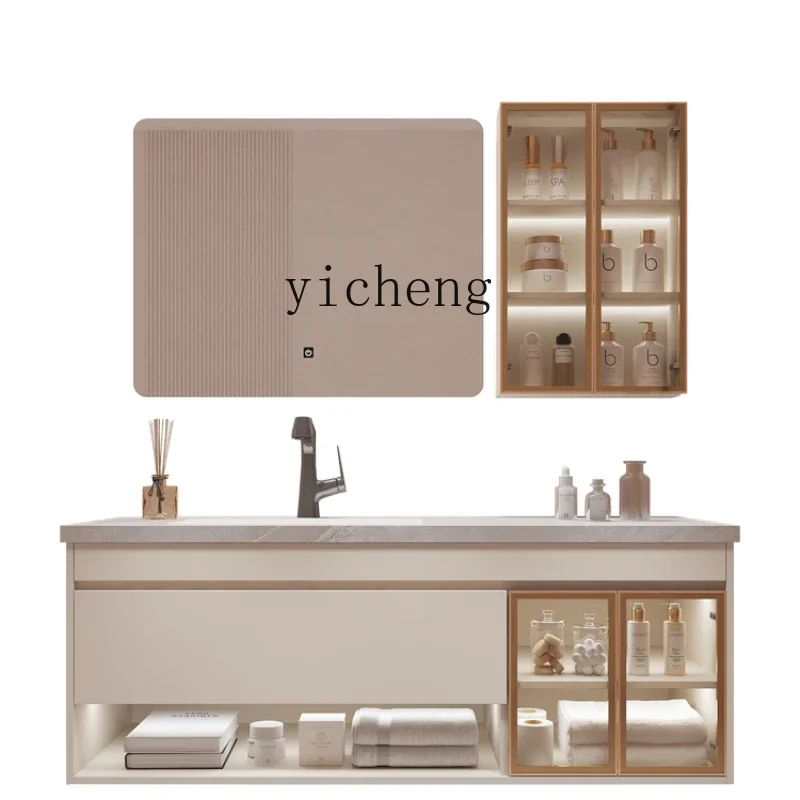 LYY Stone Plate Seamless Spliging Ceramic Whole Washbin Bathroom Cabinet Washstand Washbasin Cabinet