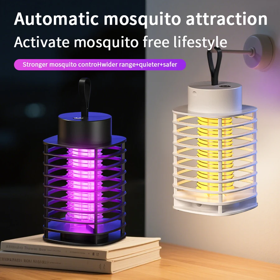 Lámpara antimosquitos USB de descarga eléctrica, trampa para insectos, luz antimosquitos silenciosa portátil para el hogar, jardín, Camping, uso al aire libre