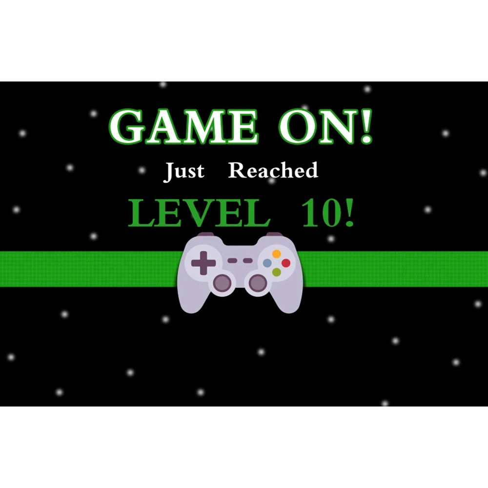 Game On Happy Birthday Backdrop Video Gamer Neon Gaming Theme Level Up Child Birthday Party Photography Background Photo Studio