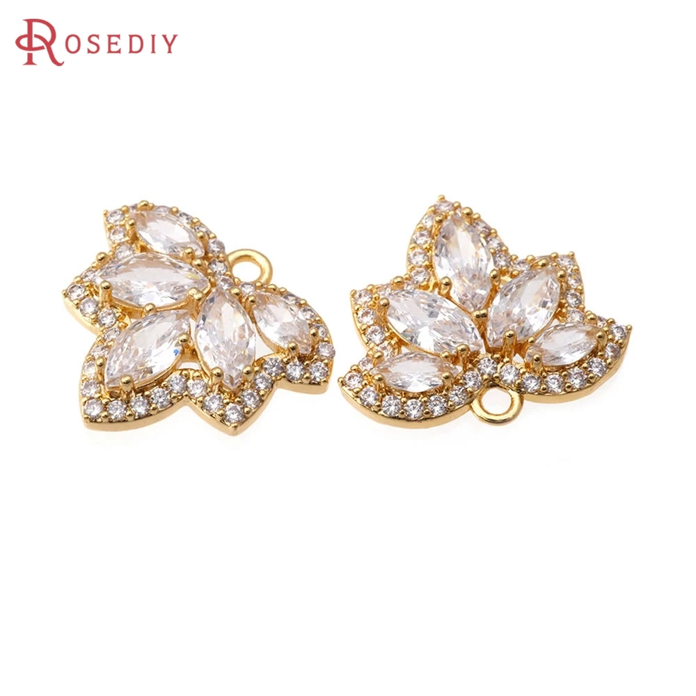 

2PCS 18K Gold Color Brass and Zircon Maple Leaf Charms Pendants High Quality Diy Necklace Earrings Jewelry Making Accessories