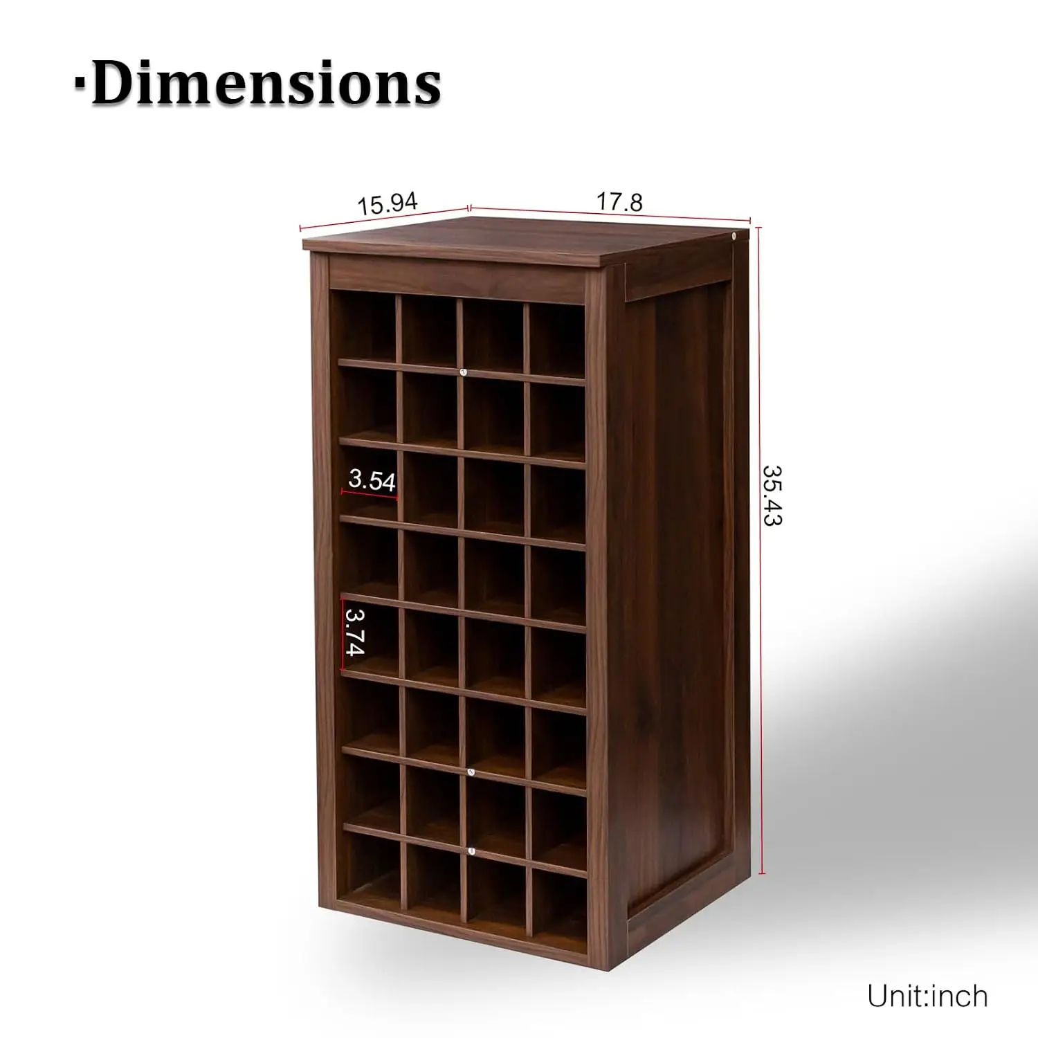 Wine Rack Freestanding Floor Stackable for Liquor 8-Tier 32 Bottle Dividers Rustic Rectangle Small Wine Rack, Customized