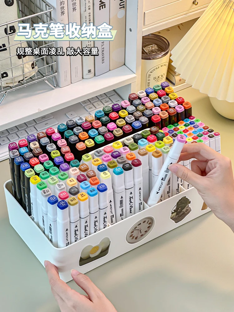 Marker Pen Storage Box Children's Pen Holder Paintbrush Color Pen Pencil Watercolor Pen Partition Desk Stationery Storage Rack