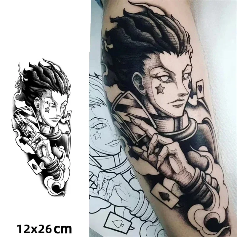 

Anime Hisoka Hunter X Hunter Herbal Juice Temporary Tattoos Cartoon Big Size Tattoo Body Art Waterproof Fake Tatoo Sticker