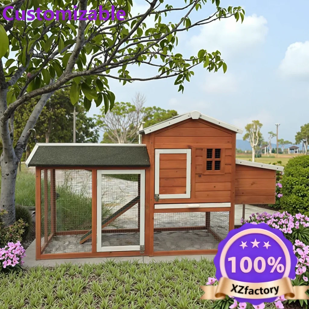 Customizable For Medium Pets for Chickens for Garden Use Eco-Friendly Outdoor Solid Wooden Chicken Coop with Run