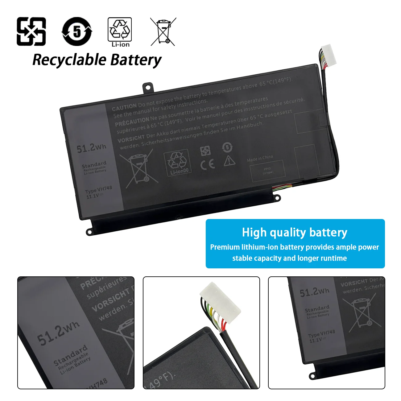 New VH748 Laptop Battery For DELL Vostro 5460 5470 5560 14 5480 For Inspiron 14 5439 V5460D-1308 V5460D-1318 5470D-1328