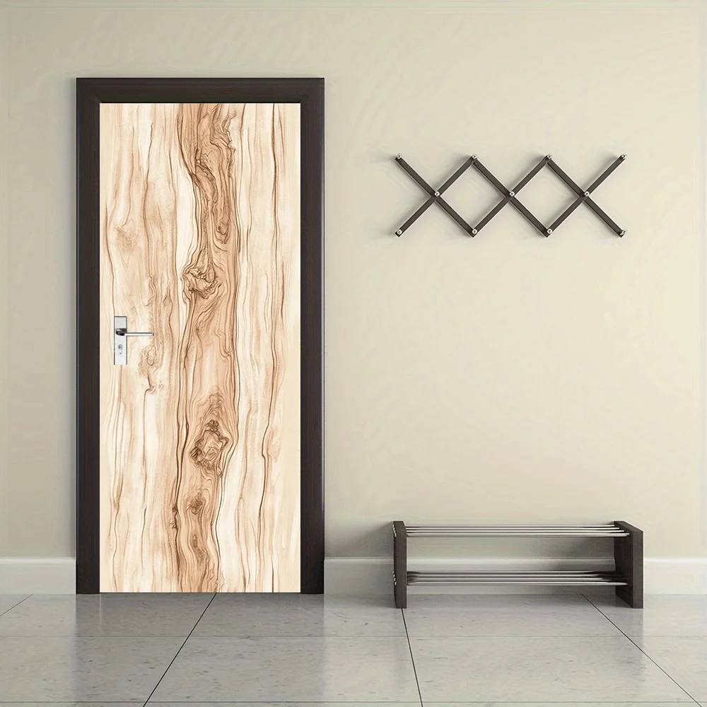 2pcs Wood Grain Decorative Door and Wall Stickers Can Be Easily Installed Without Professional Tools. The Realistic Natural Wood