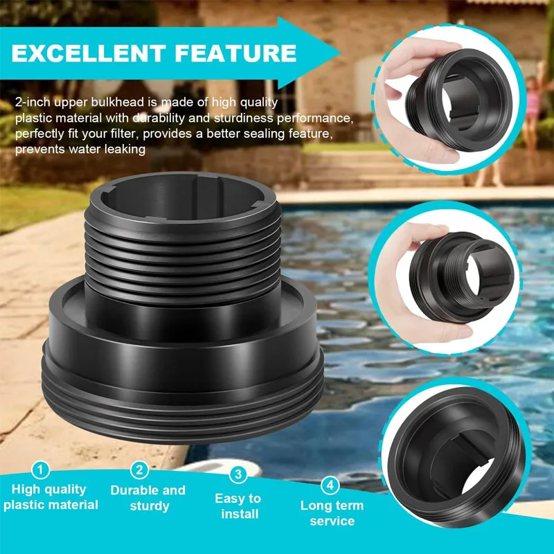 194801 Bulkhead Fitting 2-Inch Replacement for Pool and Spa Filter, Clean & Clear Plus, FNS Plus DE, Quad D.E, Nautilus D.E, Sea