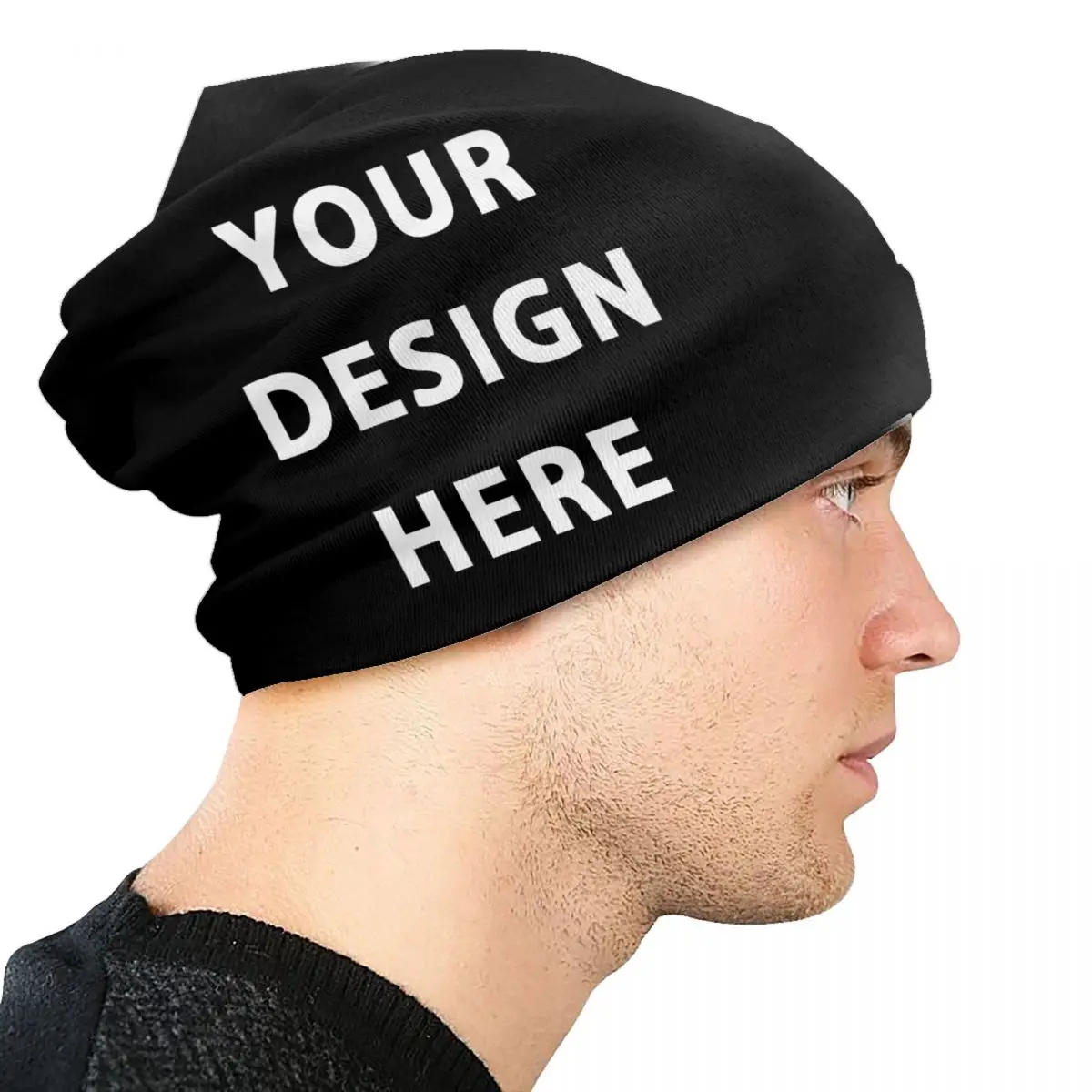 Your Design Here Skullies Beanies Caps Unisex Winter Warm Knitted Hat Adult Custom Letter Customize Logo Print Bonnet Hats