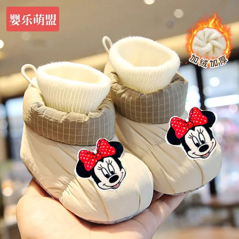 

Детская хлопковая обувь Disney с Микки Маусом, обувь для малышей 0–12 месяцев, зима, осень-зима, носки и обувь на мягкой подошве для мальчиков и девочек