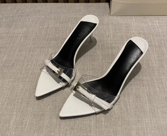 Strap high-heeled slippers for women in summer, new pointed thin heel transparent sheet sexy versatile sandals