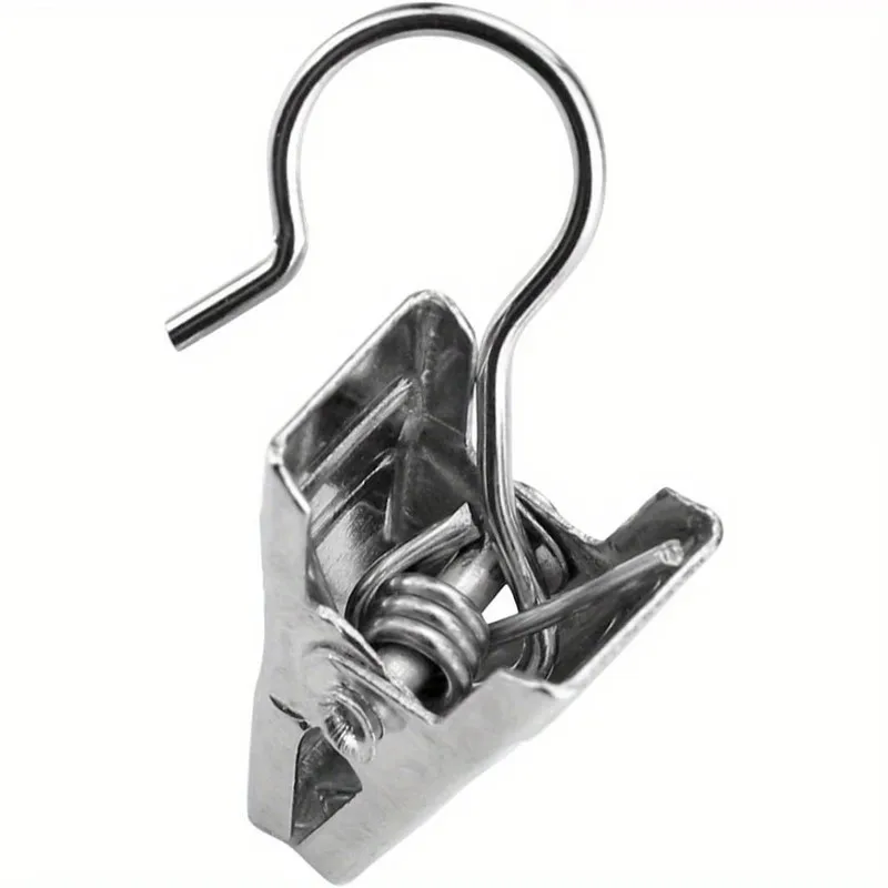 5 pcs Open-End Curtain Clips, Small Item Hanging, Rust Resistant Metal, Easy Slide On Rod, Multipurpose