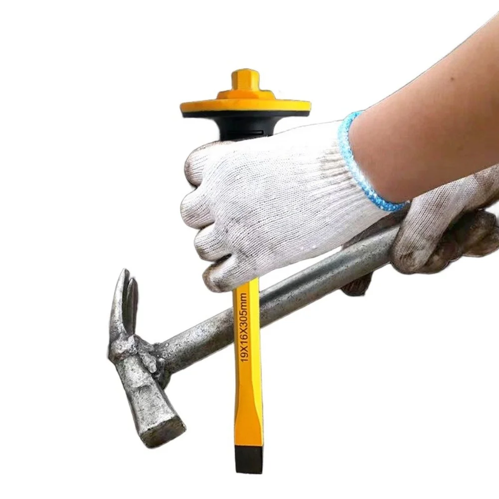 Heavy‑Duty Masonry Chisel, Soft Non‑Slip Handle, Rust‑Resistant With Protective Safety Cover For Construction Work