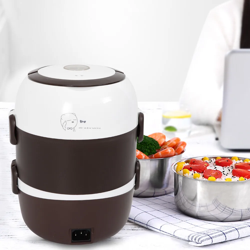 

3 Layers Portable Lunch Box 2L Electric Steamer Pot Cooker Food Heated Warmer